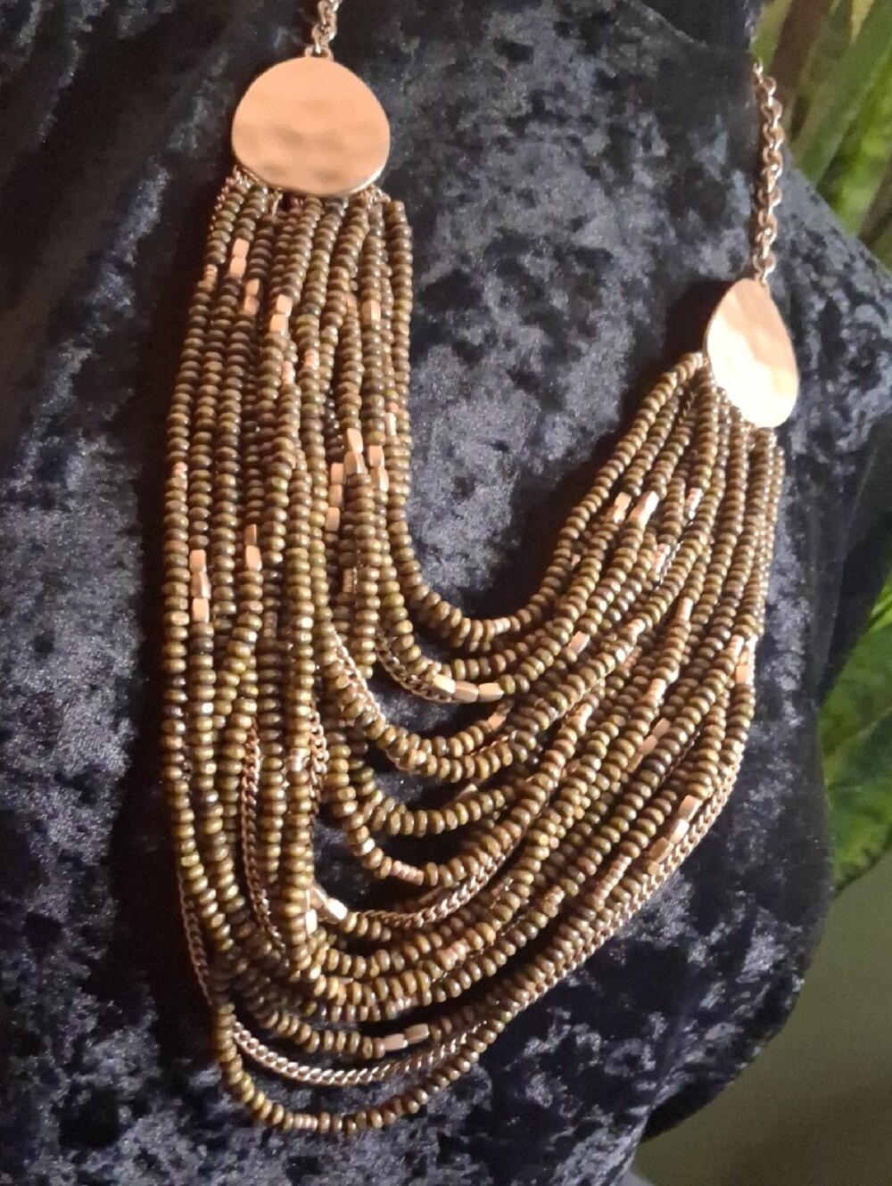 Multi-Strand Bronze Bead Statement Necklace - Women Jewelry - Picture 5 of 12